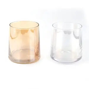 Champagne pote de vela de vidro colorido, pote de vela com tampa de vidro âmbar, recipiente de vela, enchido, frascos de vidro personalizado