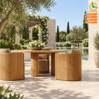 Canapé d'extérieur moderne en teck avec coussins en corde synthétique et acrylique pour jardin, salle à manger, hôtels, cuisine, ferme, appartement, salon