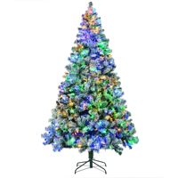 2,3m Künstlicher Weihnachtsbaum mit LED-Beleuchtung und Beschneiteten Ästen Stahlständer für Festliche Heimdekoration