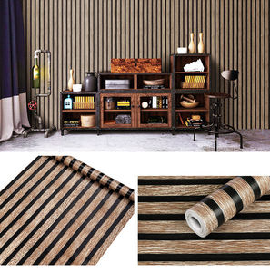 Rouleaux de papier peint auto-adhésifs à rayures en bois Papier de contact autocollant en vinyle PVC Papier peint à <span class=keywords><strong>tasseaux</strong></span> en bois imperméable - Product Image 6