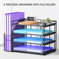 Oferta Especial: Organizador de Escritorio Apilable de 4 Niveles con Bandejas de Malla Metálica para Documentos y Archivos de Oficina