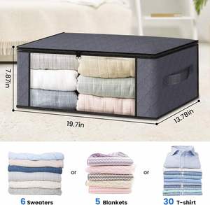 Paquete de 3 bolsas de almacenamiento plegables de PVC con cremallera para ventana, de 3 capas, de tela no tejida, para edredones y almohadas, para guardar ropa en el armario. - Product Image 2