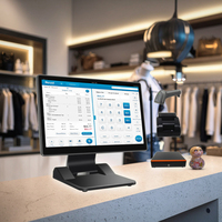 Machine de point de vente Ultra mince 15.6 "Win10/11/Linux/Android tout en un terminal de paiement Pos de caisse enregistreuse intelligente Pos pour restaurant