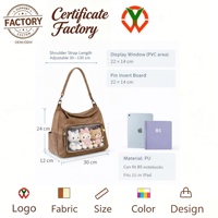 Sac à bandoulière universel Ita personnalisé léger avec fenêtre transparente en PVC pour épingles de présentation, idéal pour les concerts et les événements pour fans