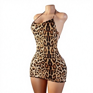 Body in poliestere con stampa leopardata, intero, aderente, senza schienale, <span class=keywords><strong>taglie</strong></span> <span class=keywords><strong>forti</strong></span>, con gonna corta, set lingerie <span class=keywords><strong>sexy</strong></span> da donna - Product Image 1
