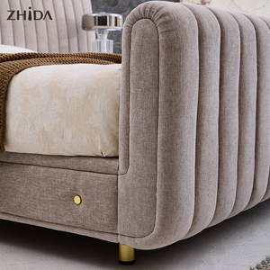 <span class=keywords><strong>Letto</strong></span> <span class=keywords><strong>Matrimoniale</strong></span> King Size in Legno con Rivestimento in Velluto Rosa di Lusso e Copertura Trapuntata Rimovibile - Product Image 6