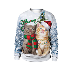 Sudadera con estampado digital 3D divertida de Navidad personalizada sudaderas de Navidad de cuello redondo de gran tamaño para parejas o regalos de Navidad familiares - Product Image 5