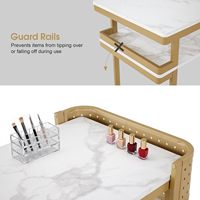 Table de manucure professionnelle avec panneau perforé, plateau en bois, cadre doré, prises intégrées et ports USB, style moderne Mall Guard