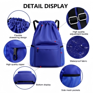 תיק גב לוגו מותאם אישית עמיד למים תרמיל כדורגל תיק רטוב הפרדה יבש עמיד למים תיק חוף כושר - Product Image 4