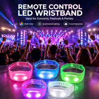 Bracelet LED personnalisé Longstargift à boucle réglable en silicone, synchronisé avec la télécommande, clignotant pour concerts, festivals, événements en plein air