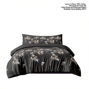 Set copripiumino 3 pezzi 100% poliestere con lenzuolo con angoli e federa, motivo vegetale, lavabile, biancheria da letto per la casa 100TC - Product Image 1