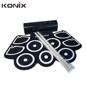 Konix – Kit de batterie électronique pliable en Silicone pour enfants, ensemble de batterie électrique pliable avec Mini USB