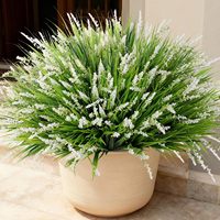 Plante artificielle de lavande violette à 7 têtes, toucher réel, fausse verdure pour la décoration extérieure de la maison, du balcon et du patio