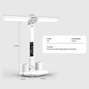 Mesa LED recargable moderna de 3200mAh de doble cabeza para dormitorio, estudio, protección ocular, calendario, pantalla de fecha, bolígrafo táctil de luces nocturnas - Product Image 5