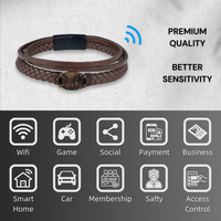 Bracelet NFC classique en coquille de noix de coco avec boucle magnétique en cuir 13,56 MHz RFID pour contrôle d'accès hôtelier, bracelet intelligent OEM/ODM, cadeaux NFC