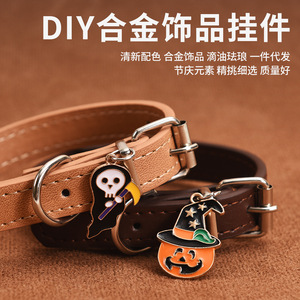 ปลอกคอสุนัขหนัง PU ลายฮาโลวีน พร้อมจี้รูปผี สำหรับสุนัขขนาดเล็กถึงกลาง สไตล์การ์ตูน อุปกรณ์ตกแต่งสัตว์เลี้ยง - Product Image 5