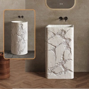 Lavabo independiente de diseño italiano favorito de los diseñadores, con <span class=keywords><strong>base</strong></span> de piedra artificial <span class=keywords><strong>para</strong></span> lavabo de baño de hotel. - Product Image 5