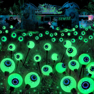Lumière solaire en forme d'œil pour extérieur, <span class=keywords><strong>jardin</strong></span>, indice de protection IP65, décoration d'Halloween d'horreur, 6 LED/8 LED, verte, oscillante, pour pelouse, fournitures de fête - Product Image 1