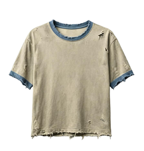 T-shirt Ringer Vintage Distressed con Stampa DTG Personalizzata Kornit, Stile Retrò Auto, <span class=keywords><strong>Maglietta</strong></span> Streetwear Pesante - Product Image 1