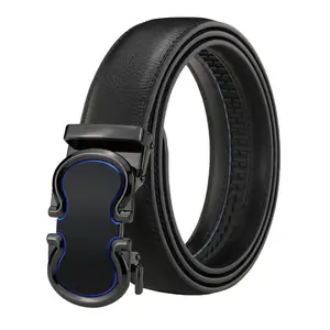 LQbelt Brand Men's Automatic Buckle Belt Fashion Ratchet Leather Belts For Male Custom Laser Logo Factory