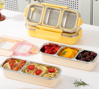 Boîte à lunch en acier inoxydable 304, trois compartiments, anti-odeur, conservation de la chaleur, style nordique, récipient alimentaire