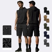 Ensembles Courts Essentiels pour Hommes : Survêtement Personnalisé Sans Manches à Capuche, Idéal pour l'Entraînement Sportif et les Loisirs Décontractés