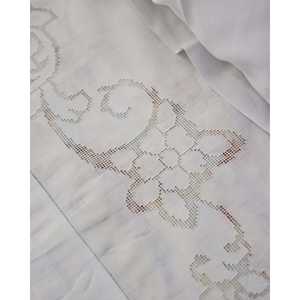 Mirellas 3pcs <b>Double</b> King <b>Bed</b> Sheet Set with Angels Embroidered Sicilian Thread Flat and Fitted Sheets Cotton <b>Bedding</b> - Product Image 3