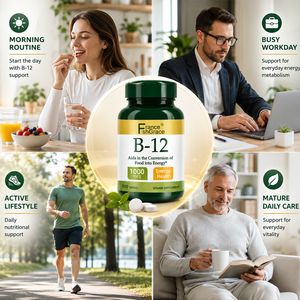 Complément alimentaire Premium Shecome Vitamine B12 1000 mcg pour soutenir la santé du système immunitaire des hommes et des femmes, comprimés de vitamine B12 - Product Image 4