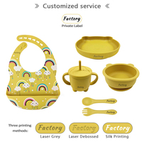 Ensemble repas bébé en silicone non toxique, assiette en forme d'ours avec ventouse puissante, biberon anti-fuite, bavoir imperméable antidérapant pour bébé