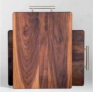 Tábua de Corte Retangular de Nogueira Americana Preta com Puxador de Latão, Tratada com Óleo de Cera, 39x29x2cm, 2cm de Espessura, Lavável na Máquina de Lavar Louça - Product Image 2