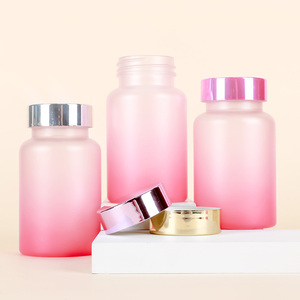 Pink Frosted High Quality Customized Capsule <b>Bottle</b> Pharmaceutical Packaging PET Plastic For Health Product With Screw Cap - Product Image 4