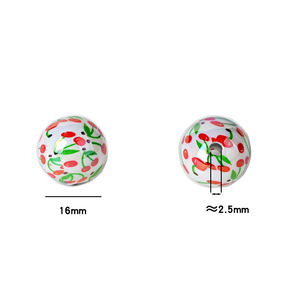 16mm <b>Acrylic</b> Cherry Pattern Printed Mixed Color Beads DIY Mobile Phone Chain Keychain Accessory Beaded <b>Pen</b> Decoration - Product Image 2