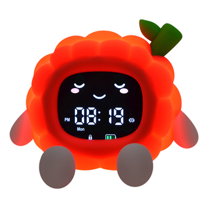 Lámpara de decoración de cabecera Digital para niños de silicona afrutada portátil, reloj despertador de aprendizaje para niños con luz nocturna - Product Image 2