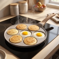 Poêle à frire antiadhésive en alliage d'aluminium avec revêtement granit, 7 trous, design mignon, compatible induction pour la cuisine à domicile