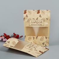 Bolsa de Papel Kraft Reutilizable con Cierre y Ventana Transparente, Diseño Personalizado, para Envasado de Frutos Secos