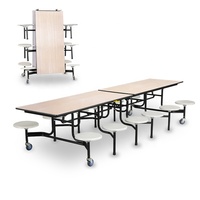 Table de cantine scolaire rectangulaire 12 places et chaise ensemble de table à manger pliable en bois