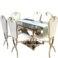 Ensemble de table à manger de luxe en marbre moderne verre métal pour la maison hôtel cuisine restaurant salon extérieur ou salle de bain