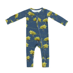 Pijamas <span class=keywords><strong>de</strong></span> bambú para bebés superventas con estampado <span class=keywords><strong>de</strong></span> talla grande, monos neutros para bebés, mono <span class=keywords><strong>de</strong></span> manga larga con cremallera <span class=keywords><strong>de</strong></span> bambú para recién nacidos - Product Image 3