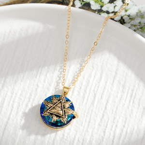 Evil Eye Alloy Necklace Blue Crystal Sweater Chain Women Clavicle Jewelry Gift Geometric <b>Star</b> <b>Design</b> Zinc Alloy Bezel Setting - Product Image 4