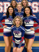 Uniforme de cheerleading personnalisé OEM avec strass, haut court à manches courtes et dos croisé, jupe-short en polyester et élasthanne, logo d'équipe personnalisable
