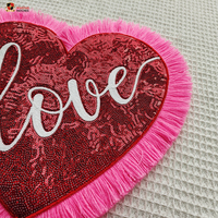 Nouveauté 2026, vente en gros personnalisée pour la Saint-Valentin, patchs thermocollants à broder avec paillettes, sequins et lettres de cœur, pour vêtements