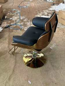 Luxury Red Leather Bentwood Barber Chair <b>Reclining</b> Hydraulic Salon Styling Chair with Headrest - Product Image 4