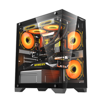 Lovingcool Casing komputer jinjing Pc Gaming Mid-tower, Casing Cpu kabinet Pc Rgb dengan kipas
