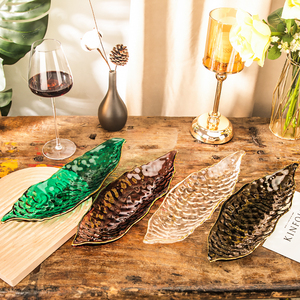 Plateaux de présentation de nourriture, de fruits et de sushis, en cristal de pois irrégulier, de luxe moderne, faits à la main, avec bordure dorée, pour la décoration de la maison et les fêtes - Product Image 2