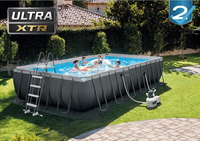 Piscine hors sol rectangulaire INTEX 26368, taille 24 pieds / 7,32 m x 3,66 m x 1,32 m, système d'eau salée ULTRA XTR