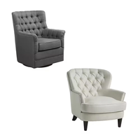 Fauteuil d'appoint moderne de style mi-siècle avec dossier capitonné en tissu beige pour chambre à coucher, espaces de lecture et salon