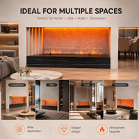 Insert de cheminée électrique à vapeur d'eau 3D 70 cm en acier, humidificateur à nano-pulvérisation, flamme réaliste, couleurs LED, télécommande, intérieur, 3L