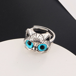 Anillo de Gato Regordete con Ojos Azules, Joyería Unisex con Forma de Animal, Regalo - Product Image 3