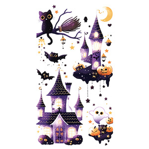 Halloween tatuajes temporales cara pegatina Halloween brillo calabaza <span class=keywords><strong>bruja</strong></span> murciélago lindo gato dibujos animados tatuaje impermeable para cara brazo - Product Image 6