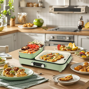 เครื่องใช้ไฟฟ้าในครัวขนาดเล็ก 2in1 รุ่นใหม่ปี 2025 จากโรงงานโดยตรง เตาปิ้งย่างไฟฟ้าและหม้อไฟฟ้าขนาดเล็กสำหรับใช้ในครัวเรือน - Product Image 6